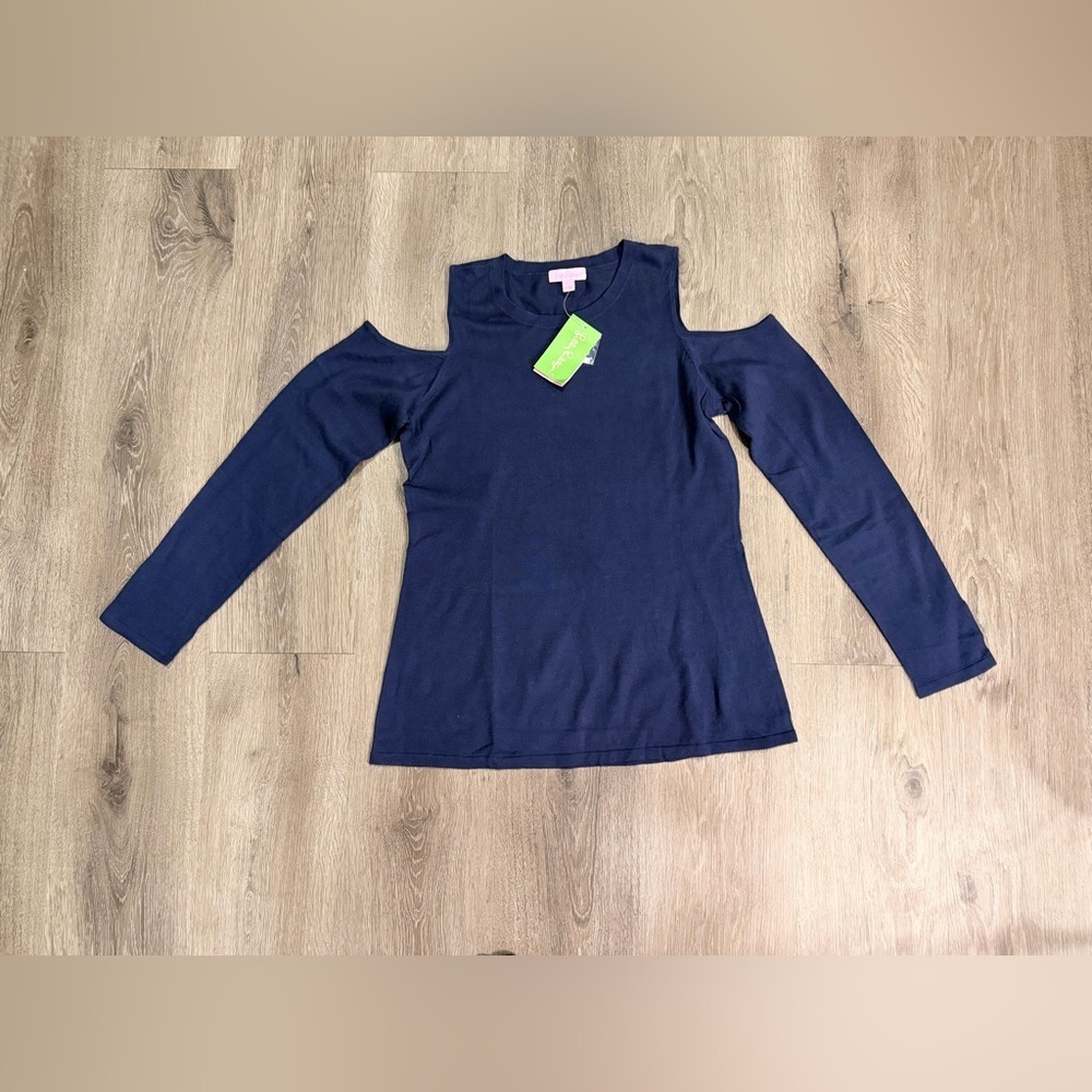 Lilly Pulitzer Navy Long Sleeve Cold Shoulder Top NWT